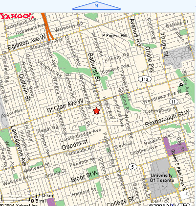 Toronto map location of Toronto bed and breakfast